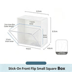 Adhesive Front Flip Small Square Box, Clear Acrylic Storage For Skincare & Cosmetics