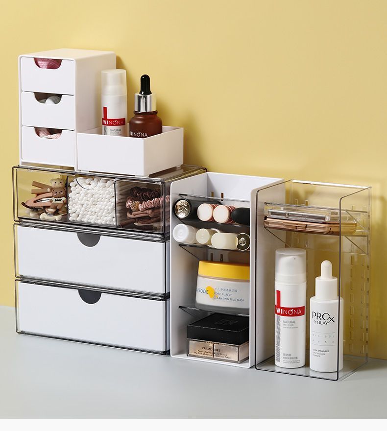 Clear 7 Grid Drawer Organiser, Acrylic Cosmetic Storage For Mirror Cabinet