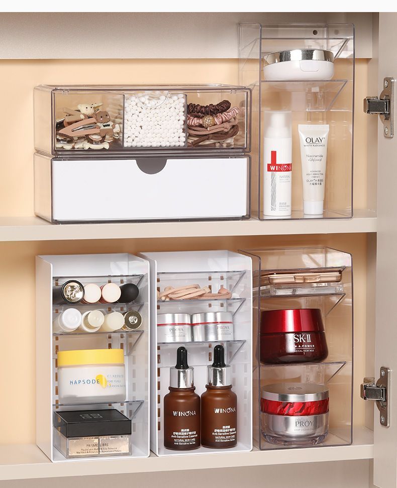 Grey Square Storage Tube, 1 Compartment Acrylic Cosmetic Holder
