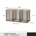 Grey Square Storage Tube, 3 Compartments Acrylic Cosmetic Holder