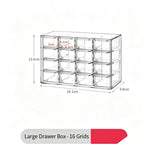 Clear 16 Grid Large Cosmetic Storage Box, Multi-Grid Acrylic Vanity Organiser