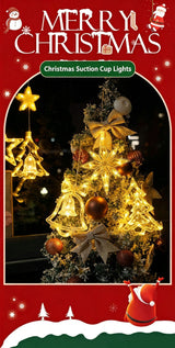 LED Suction Cup Christmas Decor Lights, Colourful Christmas Tree Window Curtain Lights, Battery Operated Festive Fairy Lights - Front View