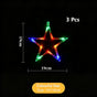 Colourful Five Point Star LED Suction Cup Curtain Lights 3 Pack, Battery Operated Christmas Window Decoration Lamp