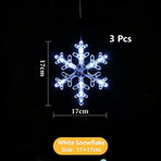 White Light Snowflake LED Suction Cup Lights 3 Pack, Battery Powered Christmas Curtain Lamp, Simple Winter Window Decor