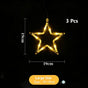 Warm White Five Point Star LED Suction Cup Lights 3 Pack, Battery Powered Christmas Window Curtain Fairy Lights