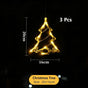 Warm White Christmas Tree LED Suction Curtain Lights 3 Pack, Battery Operated Festive Window Holiday Lighting