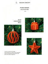 Ins Aesthetic Flocked Assorted Christmas Bauble Set, Trendy Christmas Tree Hanging Ornaments, Burgundy 28 Pack Gift Box