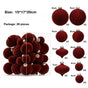 Soft Flocked Unique Shape Christmas Bauble Pack, Sophisticated Ins Style Xmas Tree Decor, Dark Brown 28 Pack Gift Box