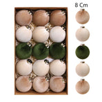 Soft Velvet Wrapped Christmas Tree Baubles, Festive Home Xmas Decor, Green 8cm, 15 Pack