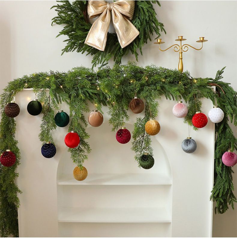 Soft Velvet Wrapped Christmas Tree Baubles, Festive Home Xmas Decor, Green 8cm, 15 Pack