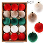 Velvet Fabric Wrapped Christmas Bauble Set, Red Green White Mix Xmas Tree Hanging Decor, 6cm