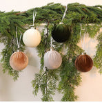 Velvet Fabric Wrapped Christmas Bauble Set, Red Green White Mix Xmas Tree Hanging Decor, 6cm