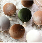 Pastel Tone Velvet Covered Christmas Ball Kit, Ins Style Holiday Tree Ornaments, Pink Tones, 6cm