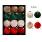 4 Assorted Colour Velvet Wrapped Christmas Baubles, Trendy Xmas Tree Decor, A Set 12 Pack, 6cm