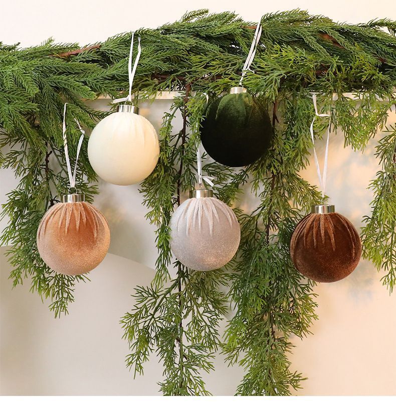 4 Assorted Colour Velvet Wrapped Christmas Baubles, Trendy Xmas Tree Decor, A Set 12 Pack, 6cm