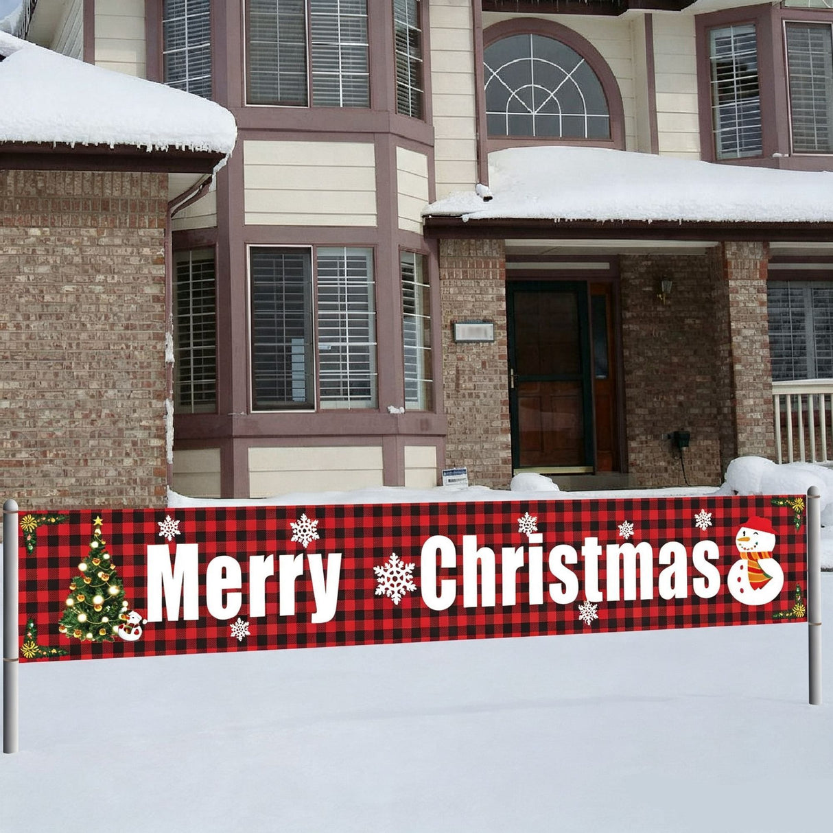Holiday Christmas Decor Banner, Large Size Party Backdrop Flag, Stylish Ornament For Christmas Themed Gathering, Size 29648cm GZ04