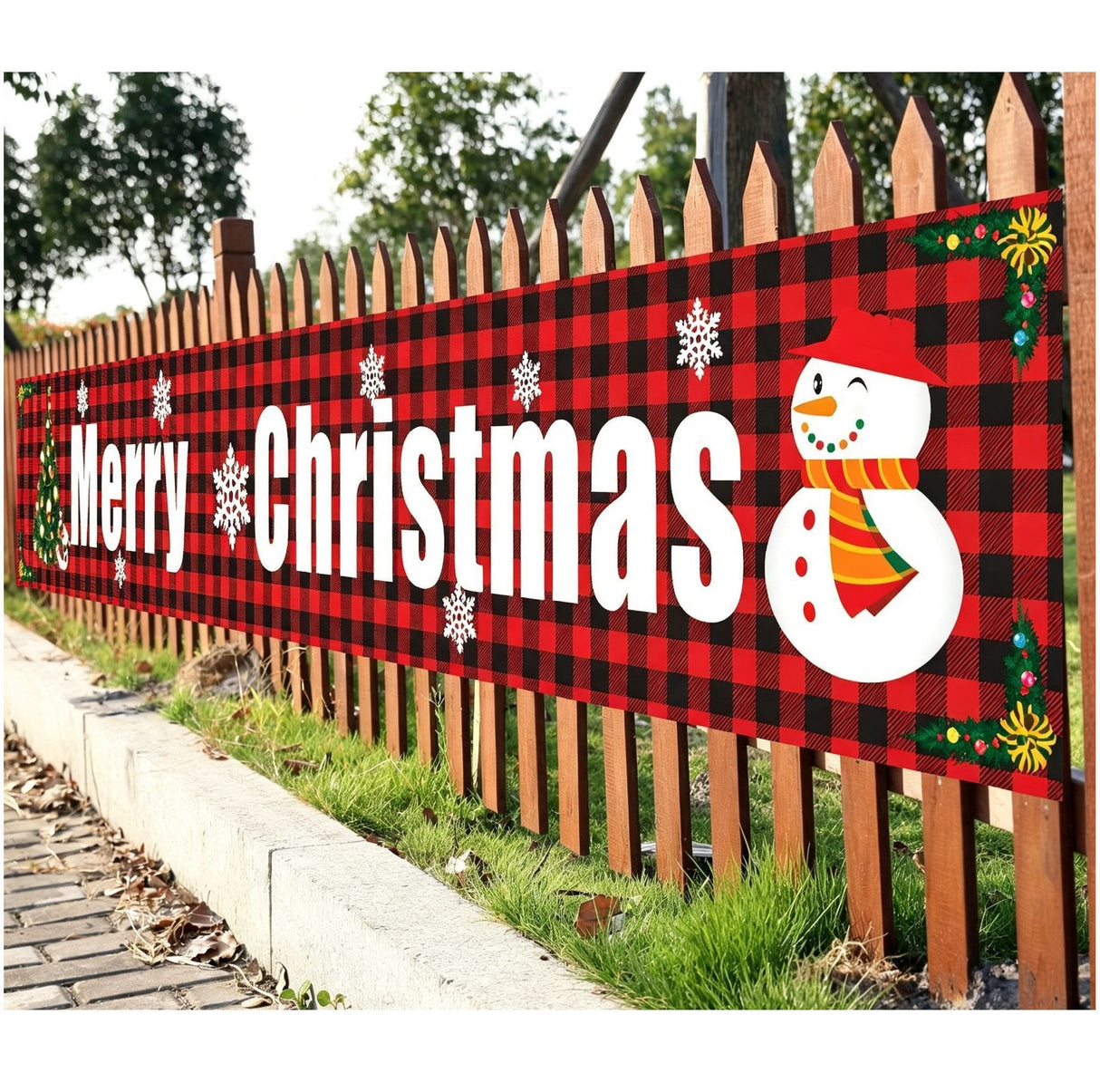 Holiday Christmas Decor Banner, Large Size Party Backdrop Flag, Stylish Ornament For Christmas Themed Gathering, Size 29648cm GZ04