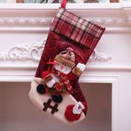 Oversized Checkered Snowman Christmas Stocking, Tartan Holiday Tree Decor, 47*29cm