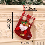Burlap Bell Santa Christmas Stocking, Rustic Mini Xmas Tree Gift Bag, 20*15cm