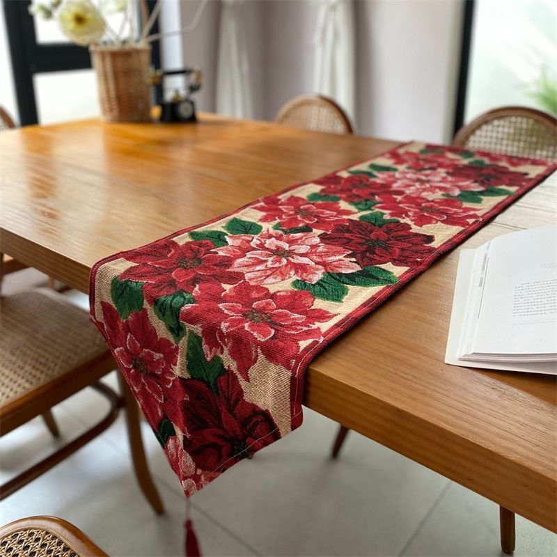 Christmas Long Table Runner, Dining Table Decor For Holiday Events, Cabinet Towel, 33*300cm, Pattern 05
