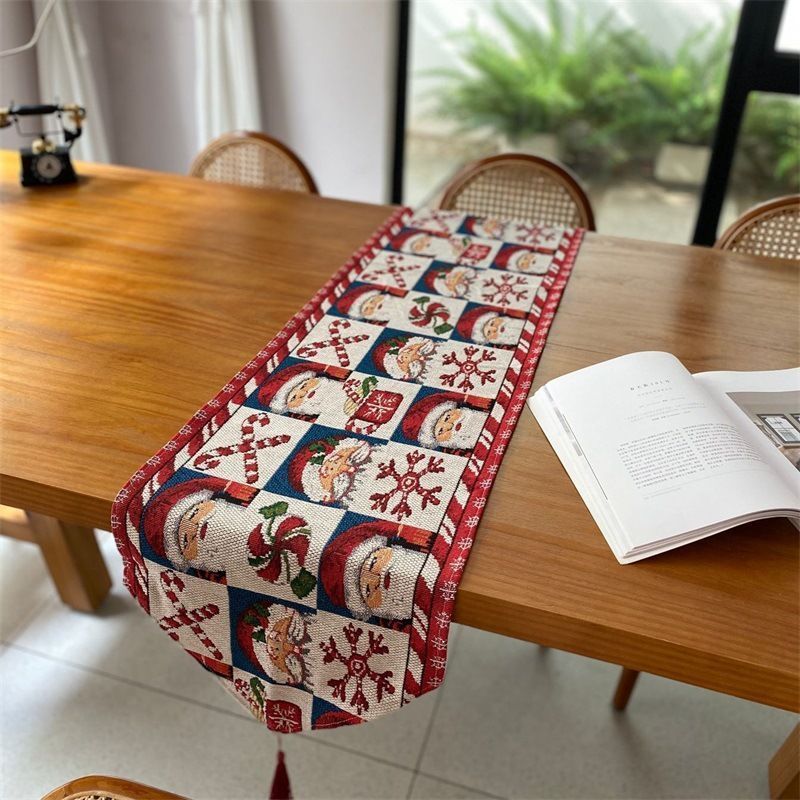 Stylish Seasonal Table Runner, Christmas Dining Table Linen, Household Cabinet Flag, 33*160cm, Pattern 06