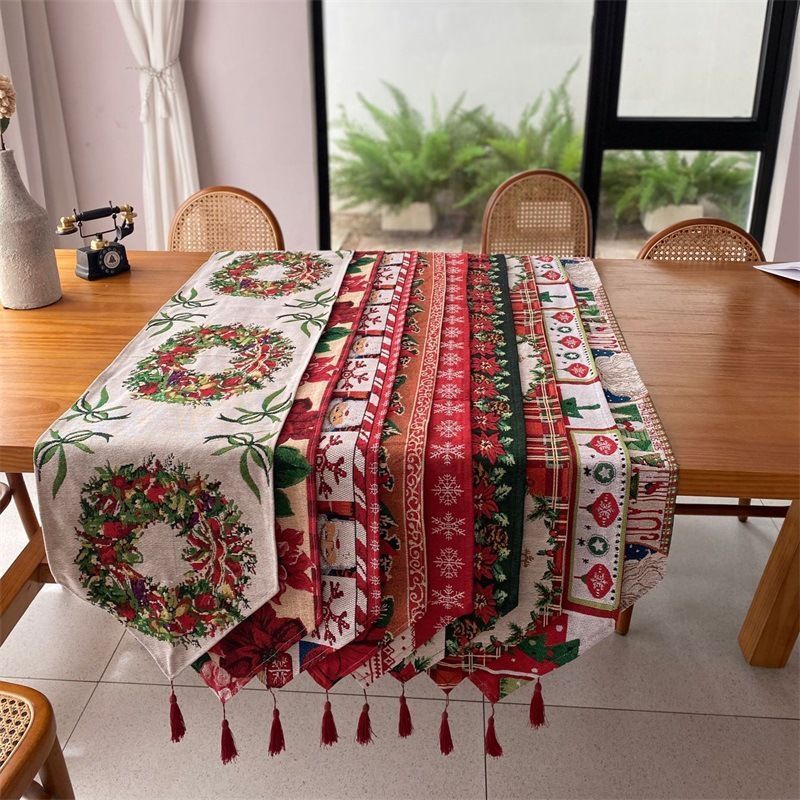Premium Holiday Table Runner, Xmas Tabletop Accessory, Elegant Home Cabinet Scarf, 33*200cm, Pattern 12