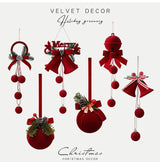 Simple Flocked Christmas Bauble Pendant, Festive Indoor Christmas Arrangement Decor - Front View