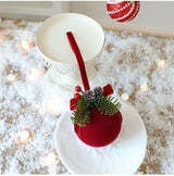 Simple Flocked Christmas Bauble Pendant, Festive Indoor Christmas Arrangement Decor
