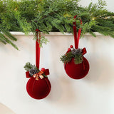 Simple Flocked Christmas Bauble Pendant, Festive Indoor Christmas Arrangement Decor - Rear View