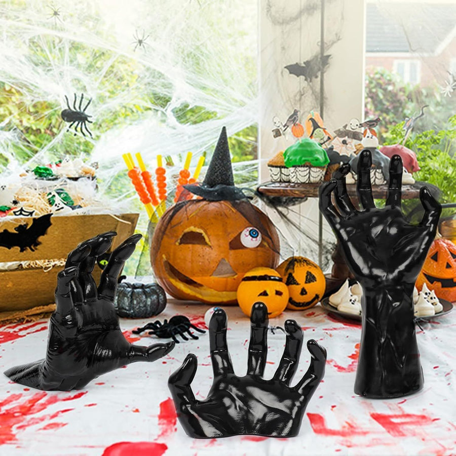 Scary Fake Devil Hand Tabletop Decor, Halloween Party & Christmas Layout Accessory, No.4 Single Hand (Candles Not Included)