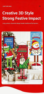 Decor Hanging Flag Backdrop, Christmas & Halloween Creative Printed Party Prop, Gnome Pattern, 110*40cm