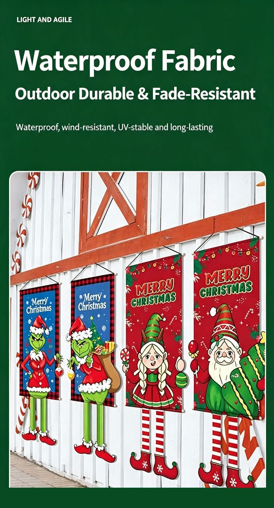 Snowman Printed Hanging Flag, Household Christmas & Halloween Party Decor Backdrop, 110*40cm