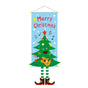 Christmas Tree Pattern Hanging Banner, Printed Background Cloth, Christmas & Halloween Party Decor Supplies, 110*40cm