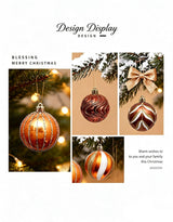 Christmas Tree Decor Baubles, 46PCS Hand Painted Ball Gift Set, Christmas & Halloween Scene Arrangement, Champagne White - Side View