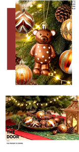 Christmas Tree Decor Baubles, 46PCS Hand Painted Ball Gift Set, Christmas & Halloween Scene Arrangement, Champagne White