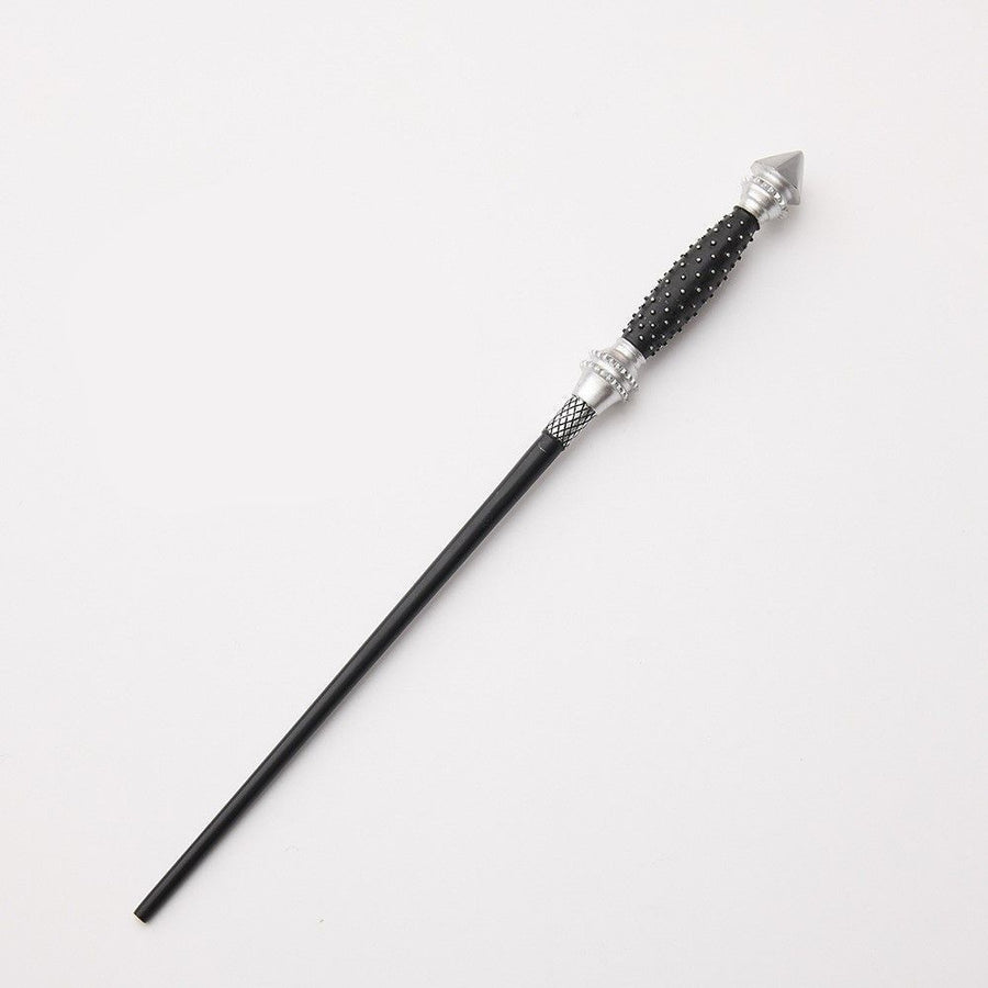 Elegant Curved Resin Magic Wand With Built-in Metal Core, Holiday Cosplay Accessory, Style 12, Black Gold Stamping Ribbon Gift Box