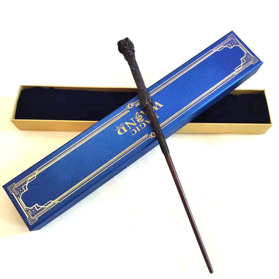 Unique Dark Cosplay Wand, Premium Resin Material, Christmas Display Accessory, Style 31, Blue Gold Stamping Ribbon Gift Box