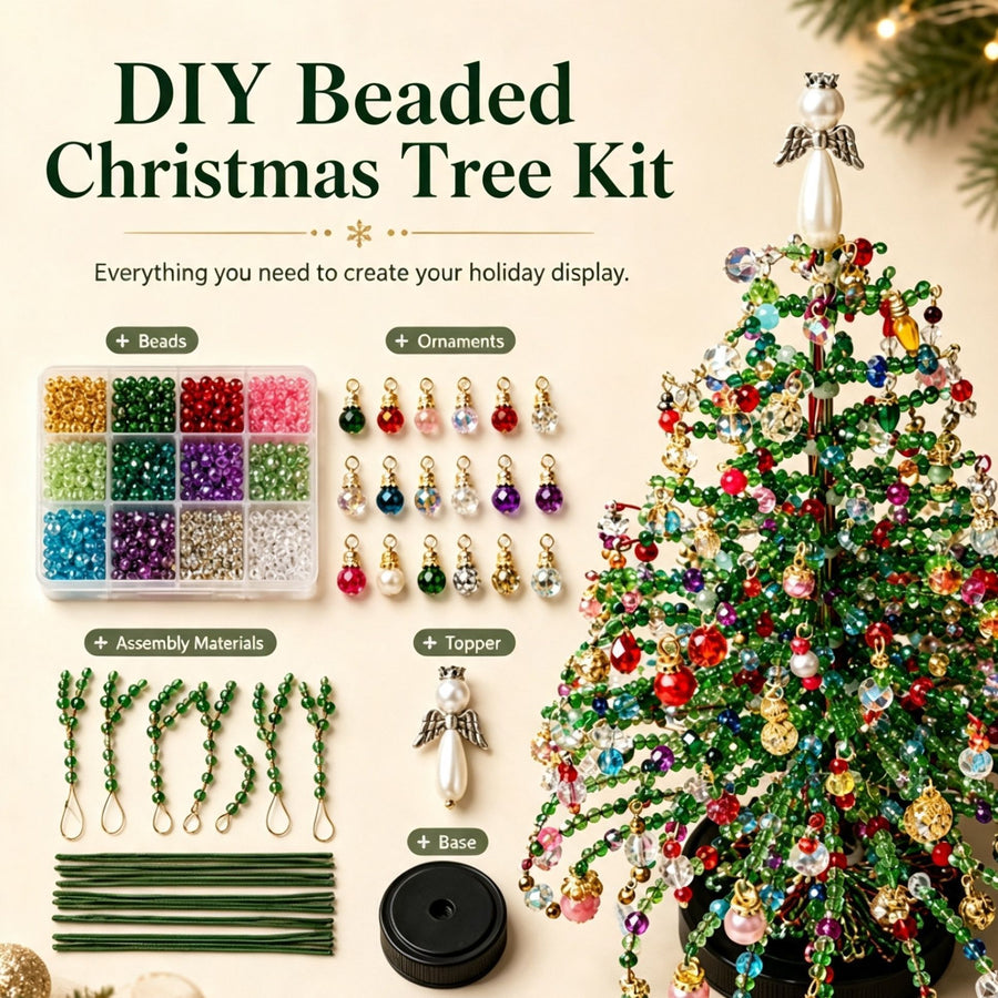 DIY Beaded Christmas Tree Kit, Faith & Holiday Style with LED Light Strings, Indoor Seasonal Decor, Meaningful Handmade Gift, Carry Beautiful Wishes