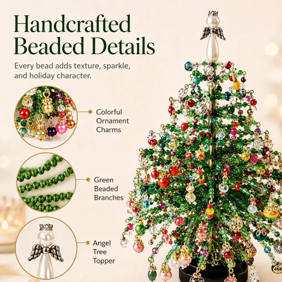 DIY Beaded Christmas Tree Kit, Faith & Holiday Style with LED Light Strings, Indoor Seasonal Decor, Meaningful Handmade Gift, Carry Beautiful Wishes