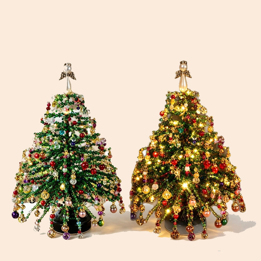 DIY Beaded Christmas Tree Kit, Faith & Holiday Style with LED Light Strings, Indoor Seasonal Decor, Meaningful Handmade Gift, Carry Beautiful Wishes