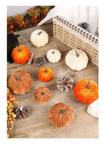 Ins Flocked Pumpkin Ornament, Halloween Christmas & Thanksgiving Table Display, Exquisite Handmade Decor Accessory, Brown 10cm