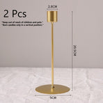 Double Curved Iron Candle Holder, Gold Two Head Candlestick 2 Pack, Chic Tabletop Ornament, Christmas Halloween Romantic Home Decor