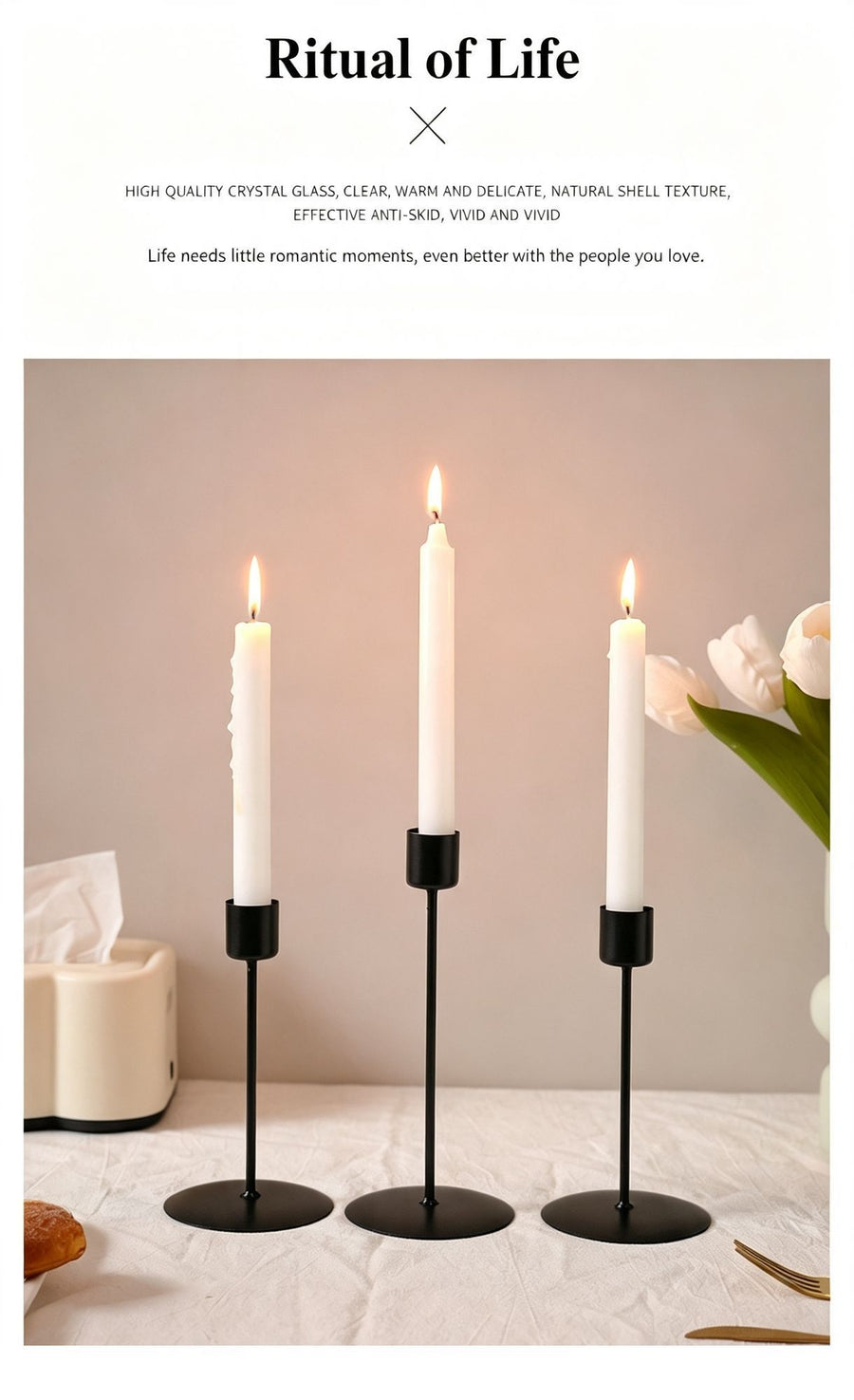 Double Curved Iron Candle Holder, Gold Two Head Candlestick 2 Pack, Chic Tabletop Ornament, Christmas Halloween Romantic Home Decor