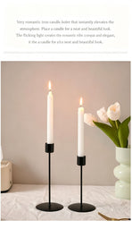 Handcrafted 3 Heads Twig Metal Candlestick, Black Candle Holder 2 Pack, Stylish Dining Decor, Christmas Halloween Romantic Layout Supplies