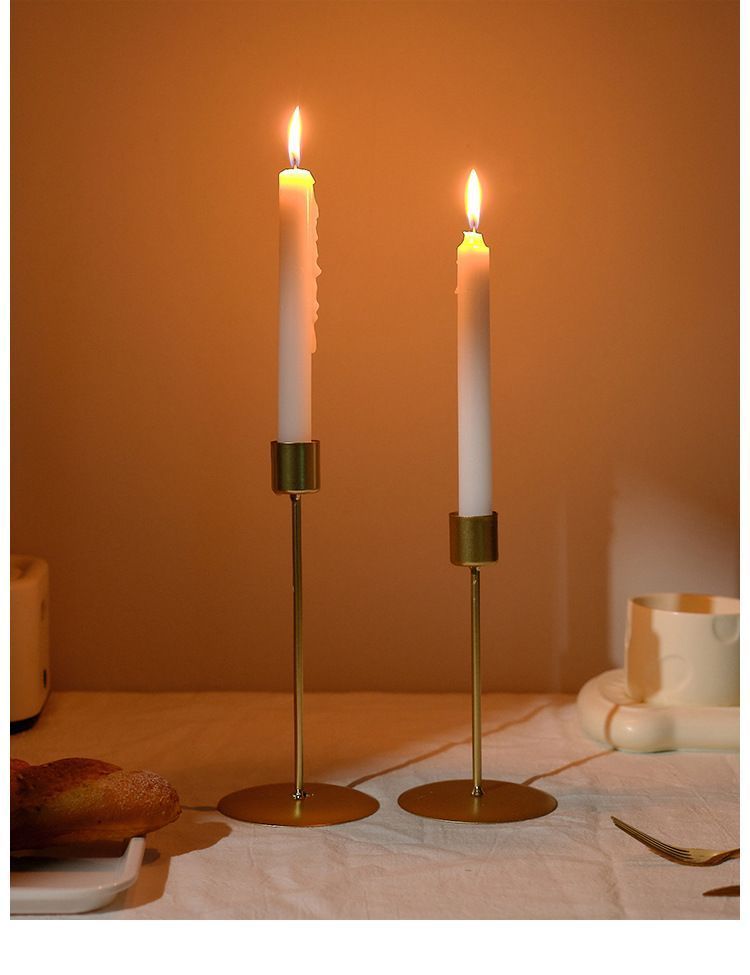 Iron Pillar Candlestick Set, Black Tall & Short Combination 2 Sets, Luxury Dining Room Ornament, Christmas Halloween Table Decor