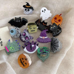 Skull Cat Acrylic Hair Clips, Trendy Spooky Barrettes for Halloween and Christmas Get-togethers