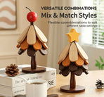 3-Tier Apple Style Christmas Tree Heat Insulation Trivet, Wooden Table Pad, Decor Supplies for Christmas & Halloween
