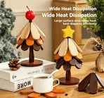 Green Christmas Tree 5-Tier Apple Pattern Heat Insulation Pad, Stylish Table Ornament for Christmas & Halloween