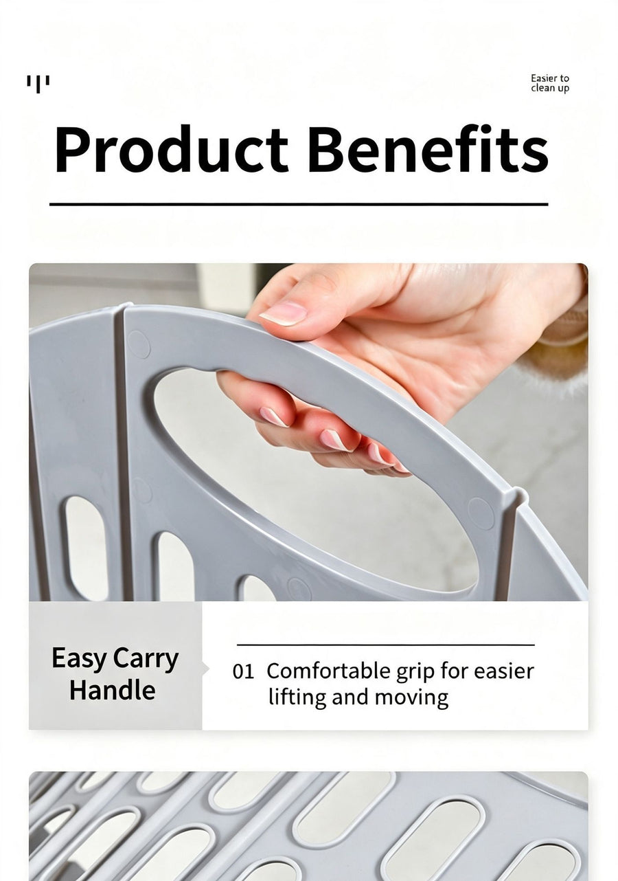 Large Hollow-out Foldable Laundry Hamper, Grey Portable Clothes Storage Basket, Neat Storage Solution for Family Laundry