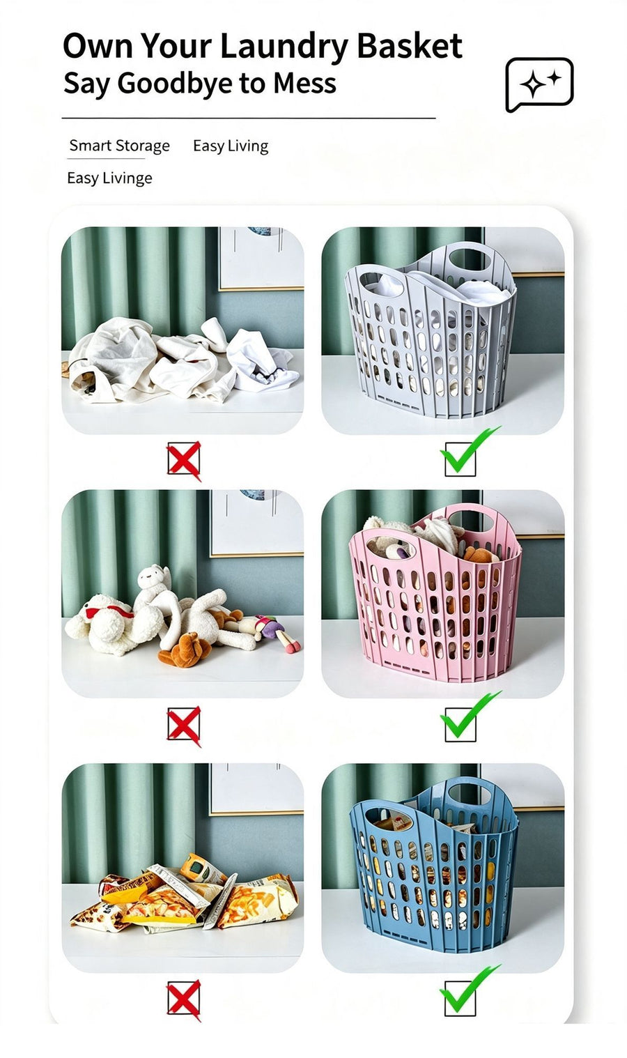 Large Hollow-out Foldable Laundry Hamper, Grey Portable Clothes Storage Basket, Neat Storage Solution for Family Laundry
